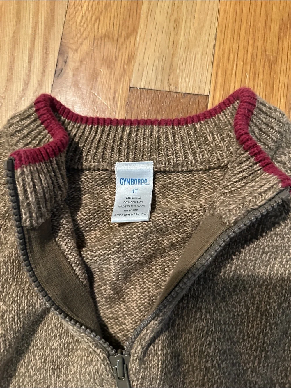 Gymboree Brown Sweater with Red Trim and Train Appliqué
